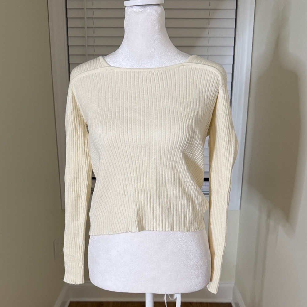 Cream Ribbed Women's Sweatshirt